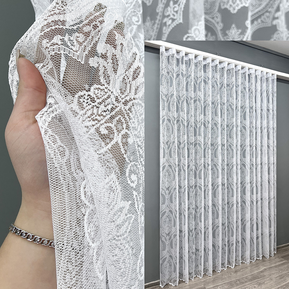 Тюль VR-Textil 1982т Жакард Білий 400х270 см (42-1006) Київ - фото 1