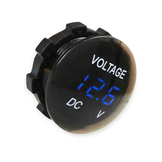 Вольтметр с дисплеем врезной 12/24В (круглый выпуклый 28мм) синяя подсветка Мукачево