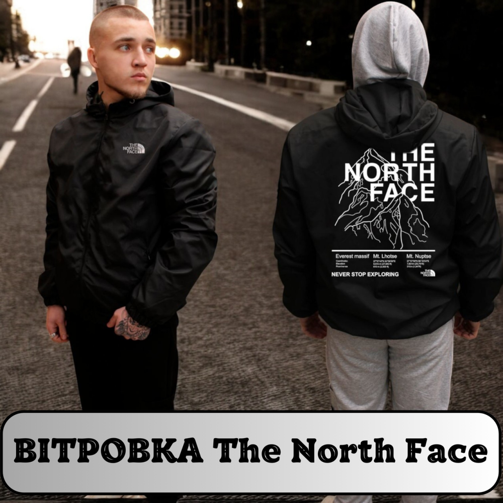 Чоловіча чорна літня куртка The North Face, легка вітровка корного кольору з капюшоном M Львів - фото 1