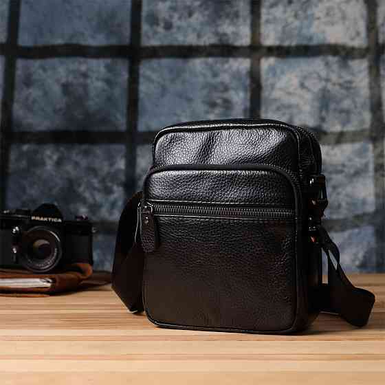 Чоловічі сумки на плече з натуральної шкіри Vintage 23020 Чорний Київ