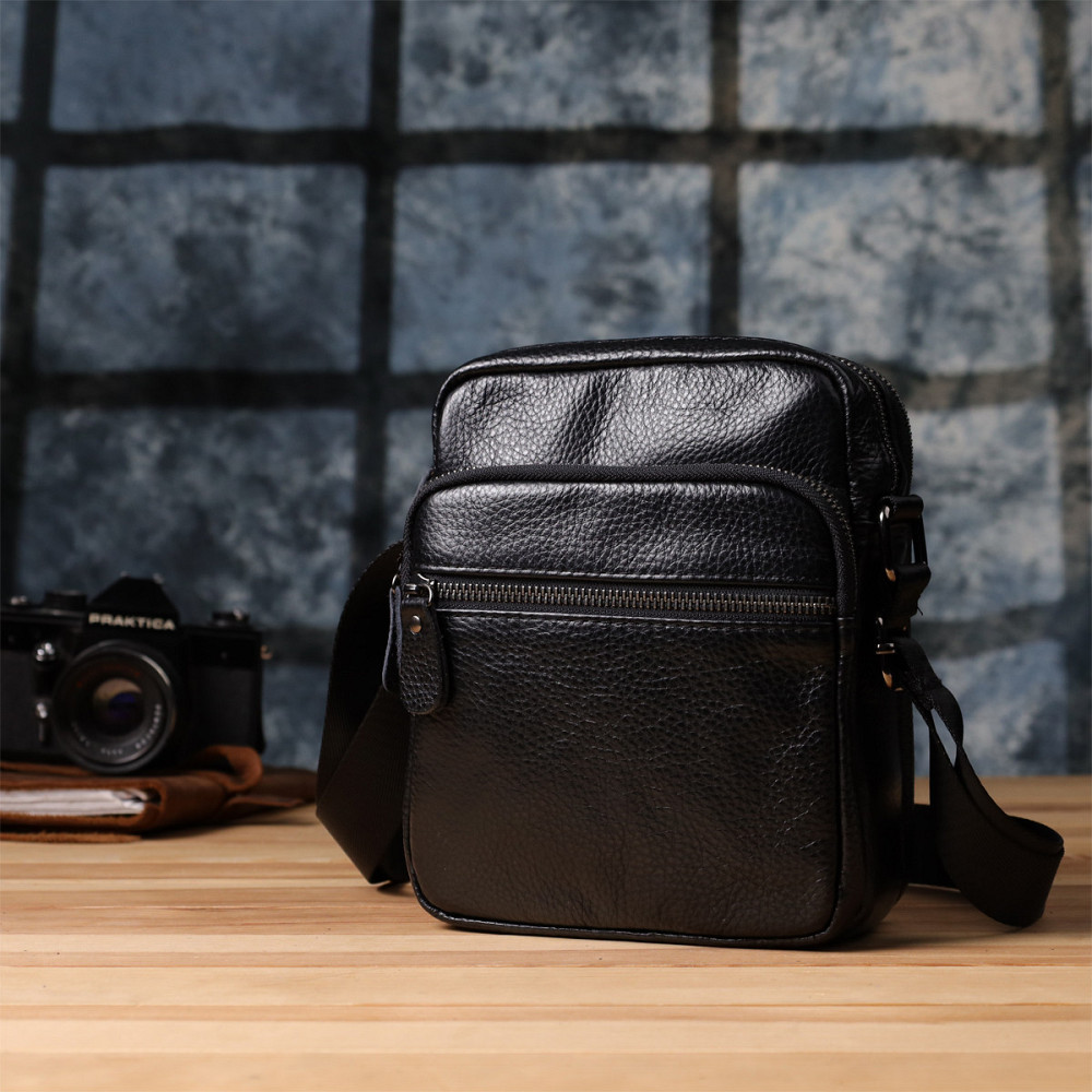 Мужская сумка на плечо из натуральной кожи Vintage 23020 Черный Киев - изображение 3