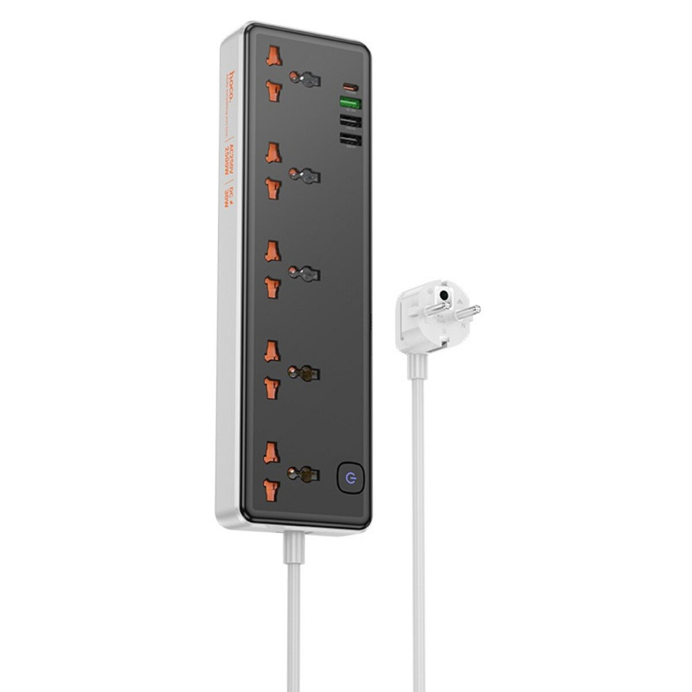 Мережевий подовжувач HOCO AC14A Rico 5-position socket(PD30W/1C3A) Black (6942007607179 ) Київ - фото 1