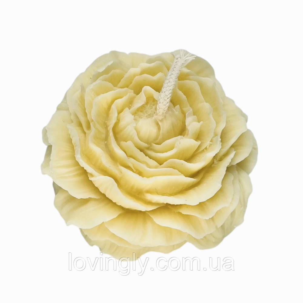 Подарункова свічка троянда (піон) 8 см Колір кремовий, ручна робота - натуральний  віск, ніжний аромат Ірпінь - фото 2