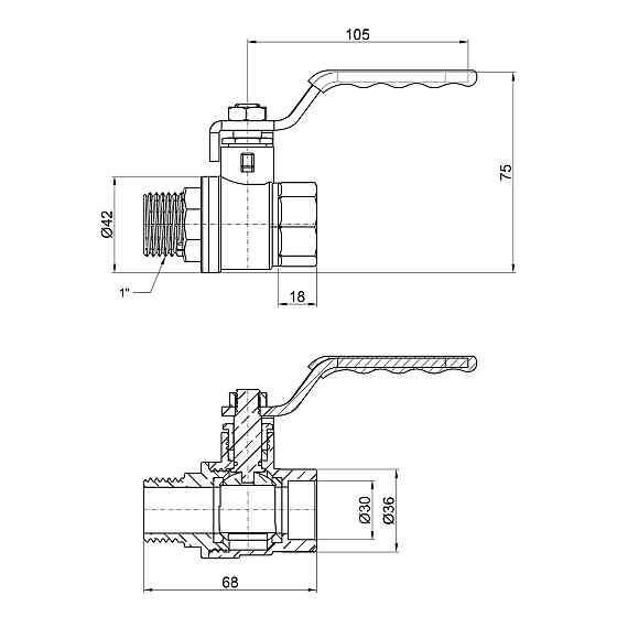Кран кульовий Thermo Alliance Standart 1" ВН для води (важіль) SD605NW25PN40 Київ