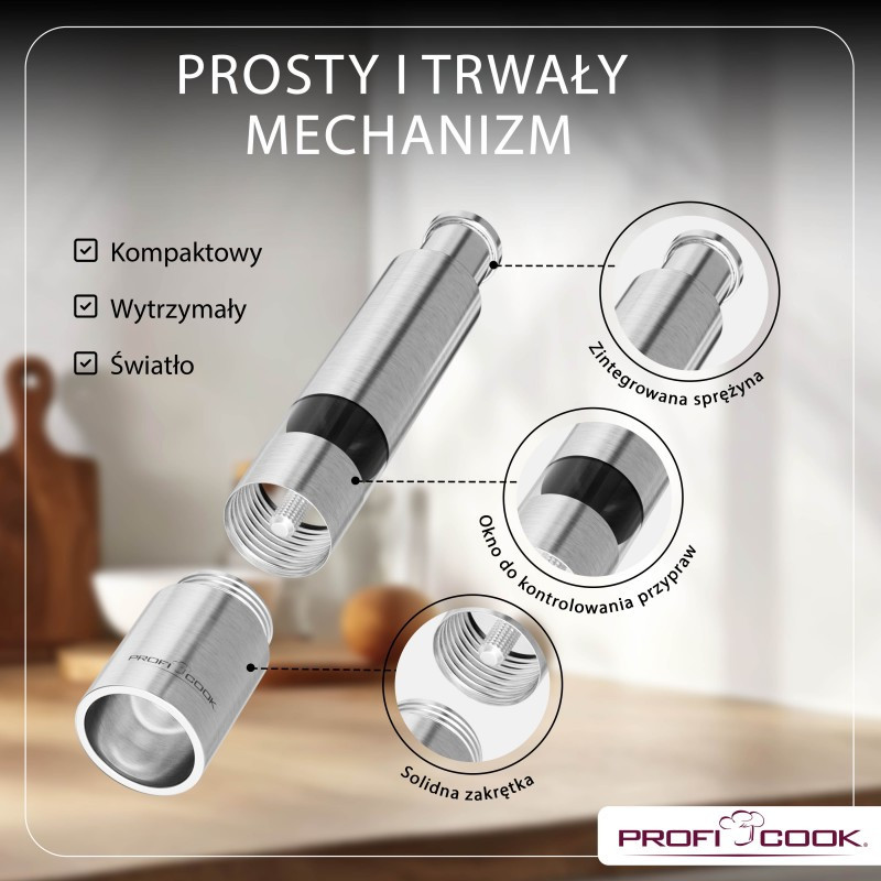 Подрібнювач для спецій солі та перцю 2в1 Profi Cook PC-PSM (1160) Нержавіюча сталь Нововолинськ - фото 10
