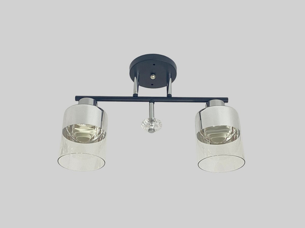 Люстра стельова на 2 плафони VALESO 2426B/2 для кухні, передпокою та невеликої спальні чорна з хромом Коломия - фото 1