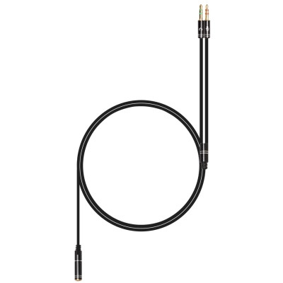 Кабель мультимедійний 3.5mm F to 2x3.5mm M 0.4m (4pin) black XoKo (AC-009) Вінниця - фото 2