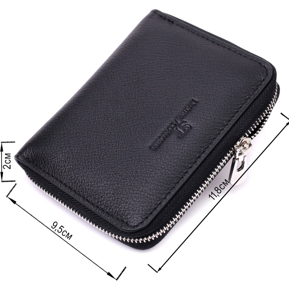 Шкіряний гаманець для жінок на блискавці з тисненим логотипом Чорний (ST Leather) Київ - фото 7