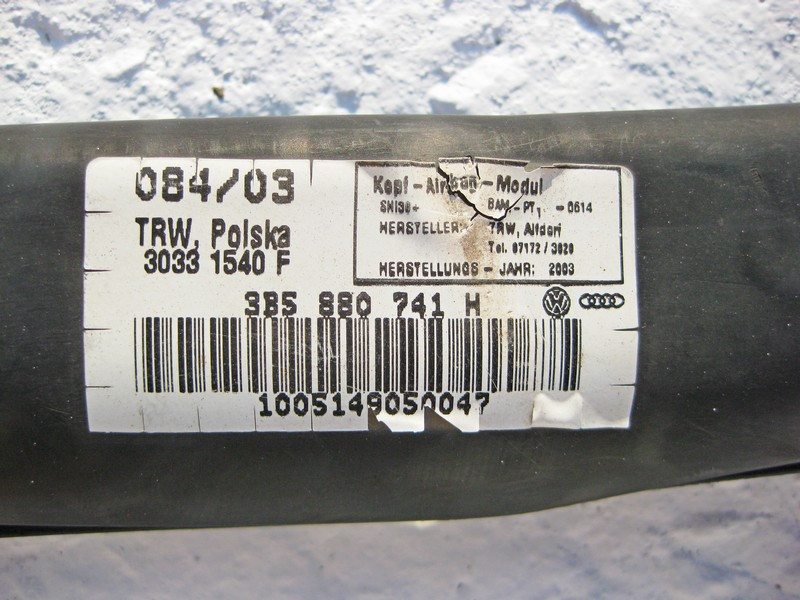 VAG  3B5880741H Ліва стельова подушка безпеки VW Passat B5 Одеса - фото 4