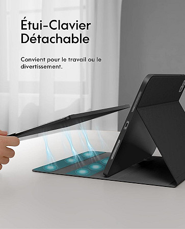 Чехол с Bluetooth клавиатурой Earto для планшета iPad Air/Pro 11, серый, подсветка клавиш, раскладка AZERTY Киев - изображение 13