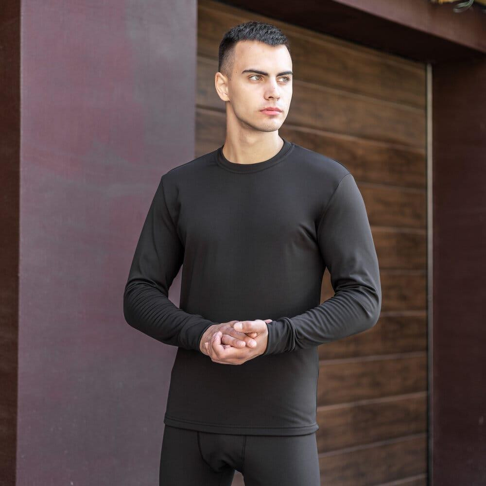 Чоловіча термобілизна зимова на флісі вологовивідна Pobedov Teplo чорне Київ - фото 4