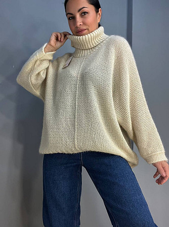 Светр жіночий MY FASHION 3267 павутинка оверсайз широкий  комір хомут подовжений, бежевий, 44-48 Одеса - фото 1