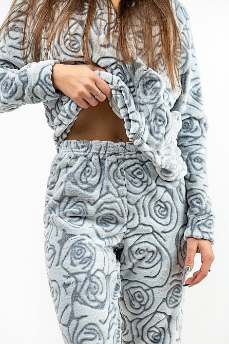 Домашній теплий костюм жіночий "Троянди" з капюшоном топ Крохатушка одяг Київ - фото 3