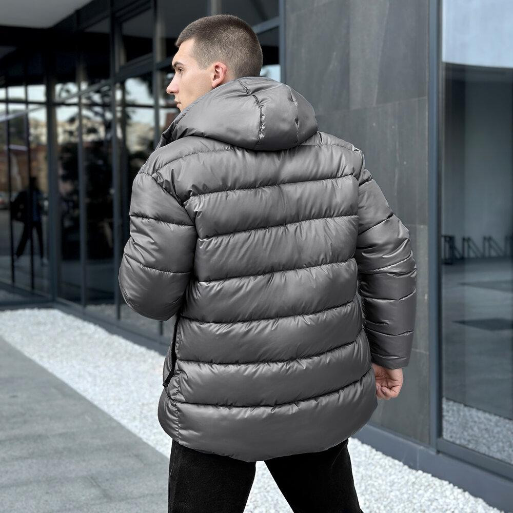 Чоловіча зимова куртка темно-сіра Pobedov Snowfall Київ - фото 6