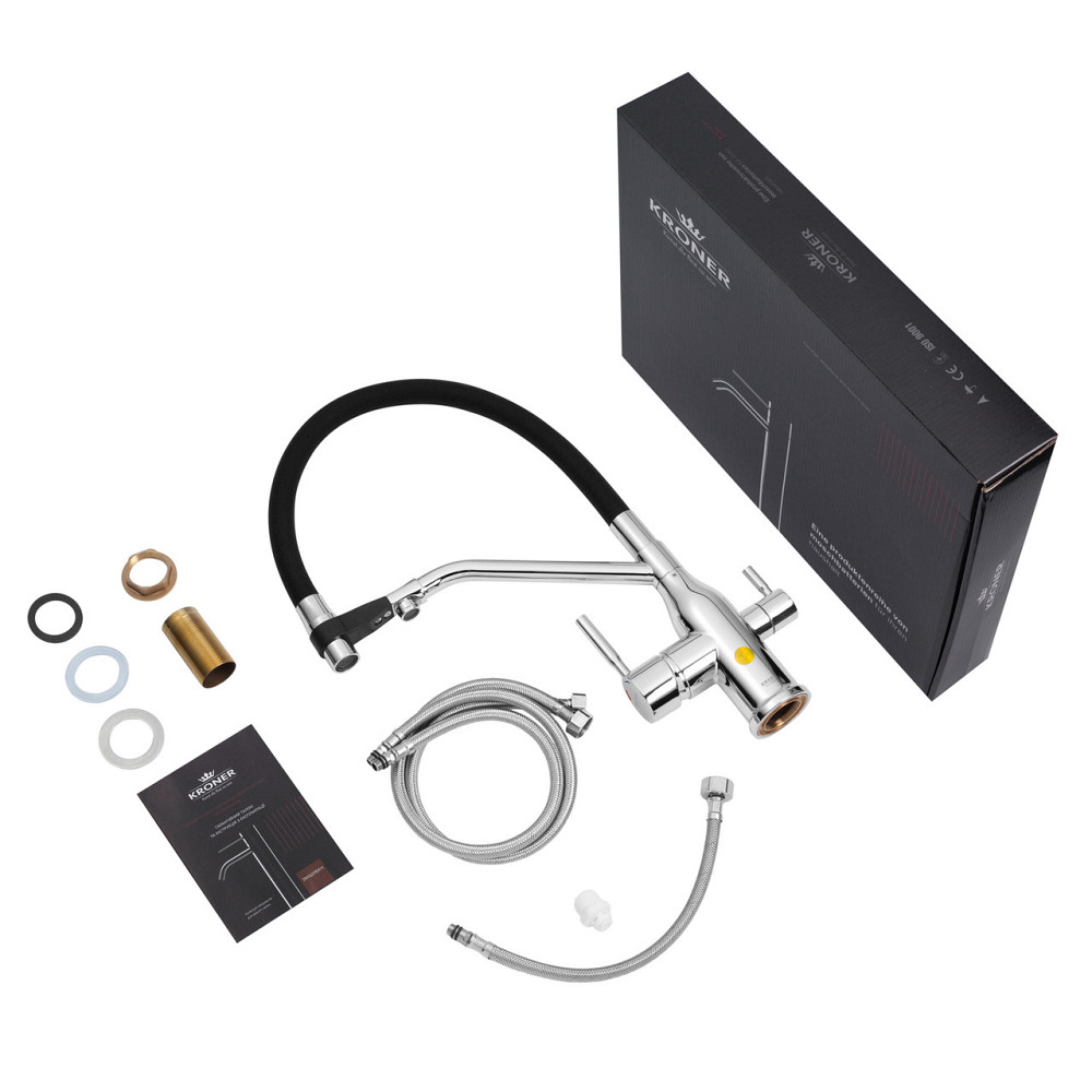 Смеситель для кухни Kroner KRP Kuche - C03816BLK Киев - изображение 10