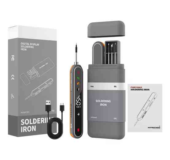 Паяльник акумуляторний M501 USB IRON 15 W 1400mA + 3 жала Сірий Вінниця