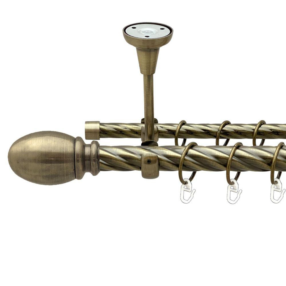 Карниз Orvit Белуно металевий дворядний відкритий до стелі скручена труба кільце металеве Антик 25\16 мм 200 см (00-00018955) Львів - фото 1