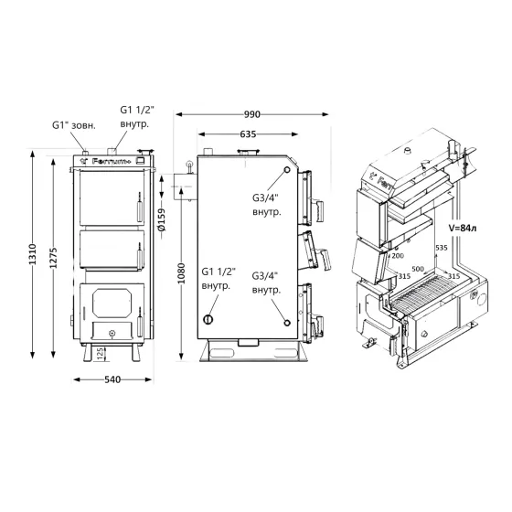 Котел твердопаливний сталевий Thermo Alliance Ferrum Plus V 5.0 FSF+ 20 Київ