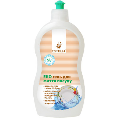 Средство для ручного мытья посуды Tortilla Эко гель 500 мл (4820178060899) Винница - изображение 1