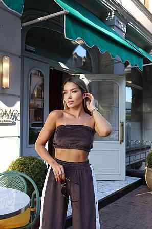 Стильный женский повседневный костюм тройка плотный плюшевый велюр Шоколад, 42/44 Одесса