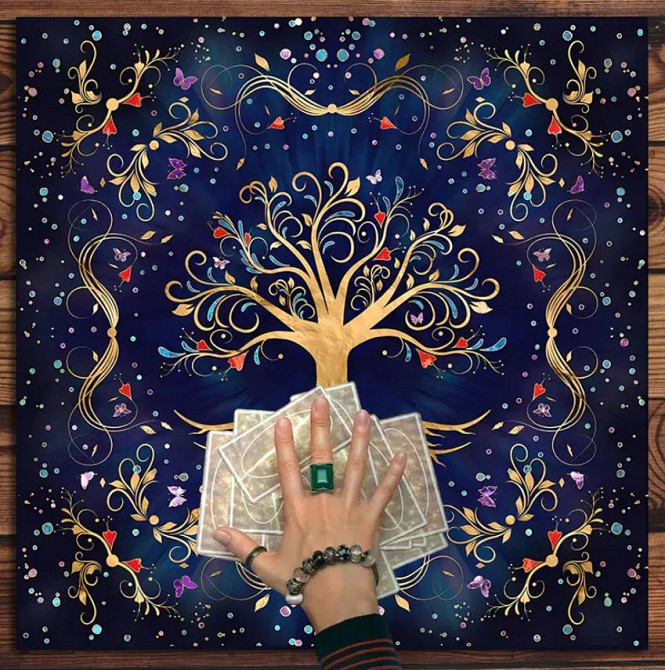 Алтарная скатерть для карт Таро и Рун. Скатерть для гадания 49*49 см. Древо жизни Киев - изображение 1