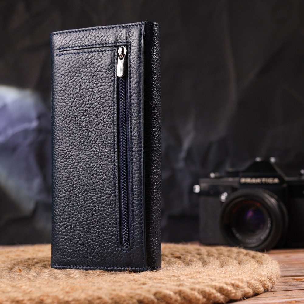 Жіночий гаманець із натуральної зернистої шкіри CANPELLINI 21624 Синій Київ - фото 7