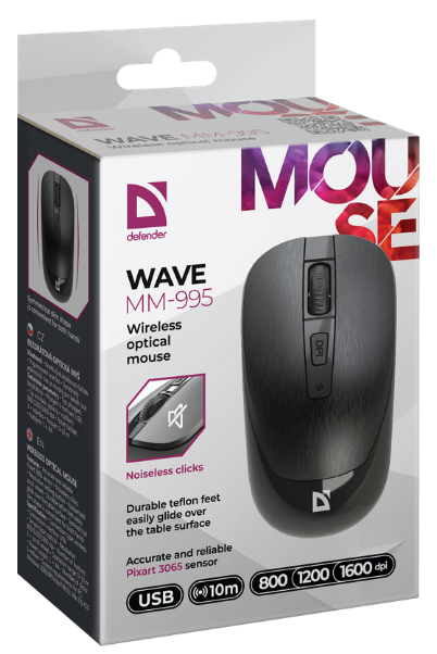 Миша Defender Wave MM-995 Wireless BLACK (52995) (6918379) Київ - фото 5