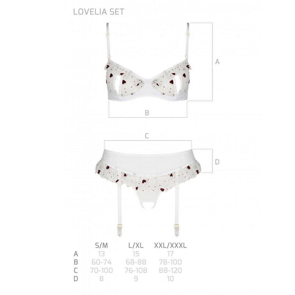 Сексуальний комплект з поясом для панчіх Passion LOVELIA SET XXL/XXXL, white Sex Aura Київ - фото 7