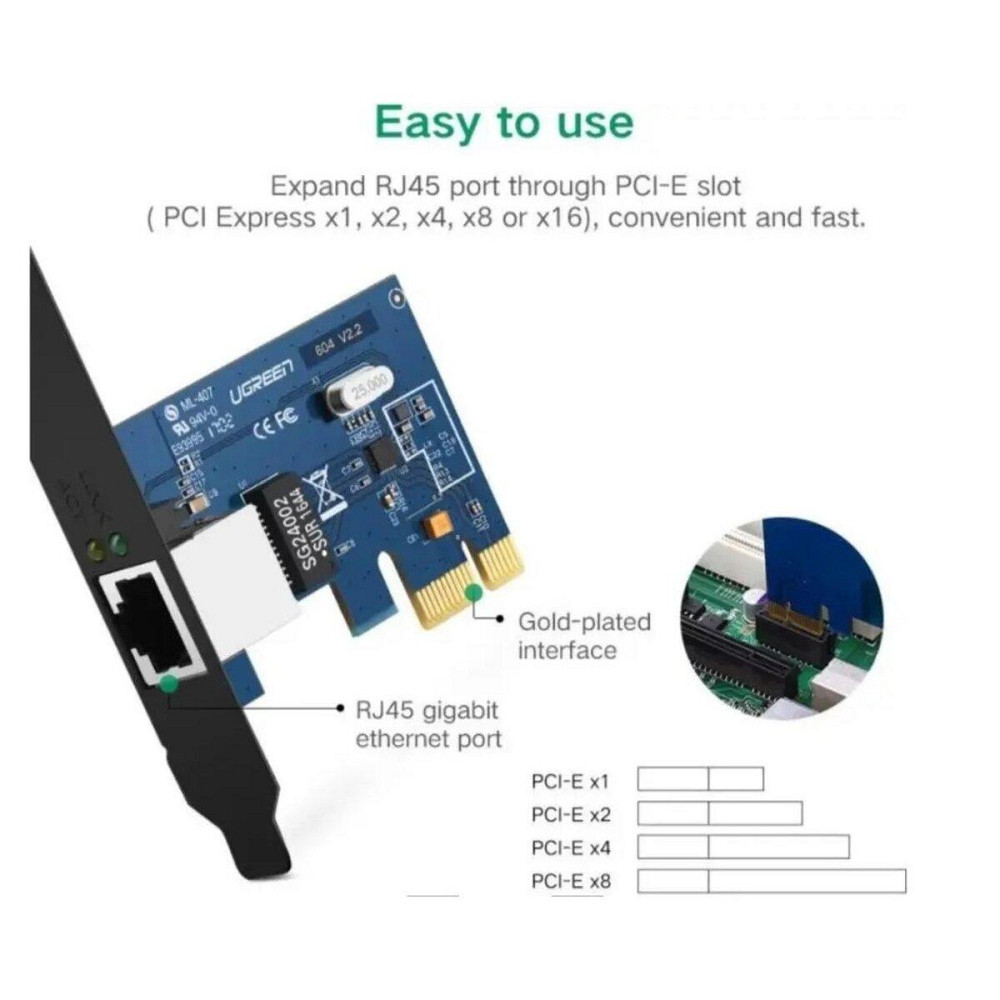 Мережева карта UGREEN US230 Gigabit 10/100/1000Mbps PCI Express Network Adapter(UGR-30771) Николаев - изображение 3