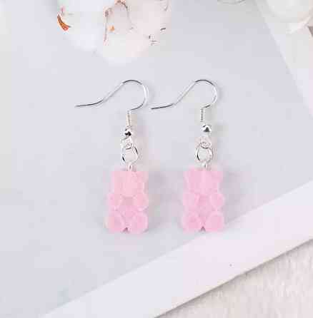 Сережки в виде мишек светло-розовые - размер мишки 1,7см, смола Киев