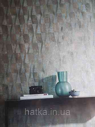 Обои Marburg Tango 58854 лофт геометрия бирюзовые фигуры на черно сером фоне 10.05х0.70 м. Киев