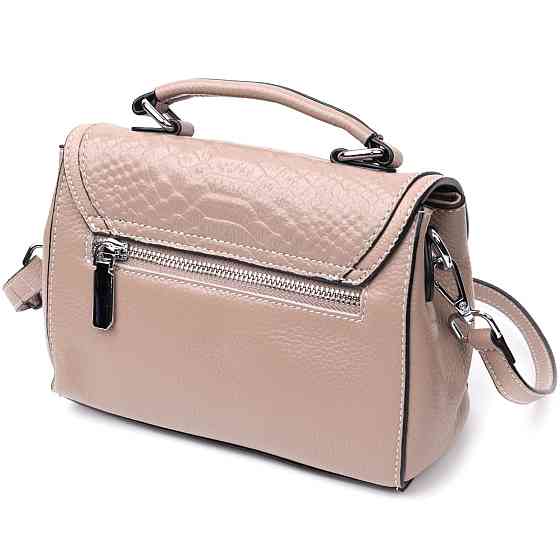 Женская кожаная сумка с интересной металлической защелкой Vintage 22418 Бежевый Киев