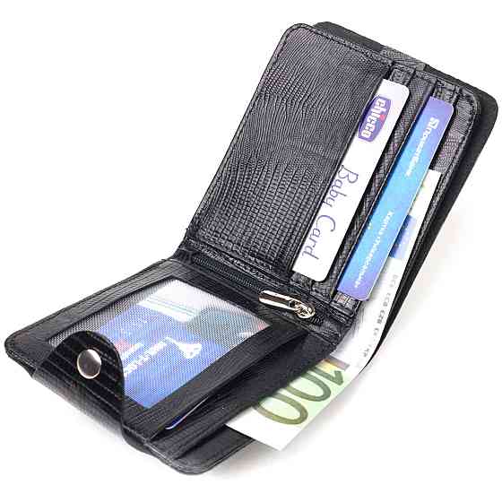 Портмоне для мужчин в два сложения из натуральной фактурной кожи CANPELLINI 21575 Черное Киев