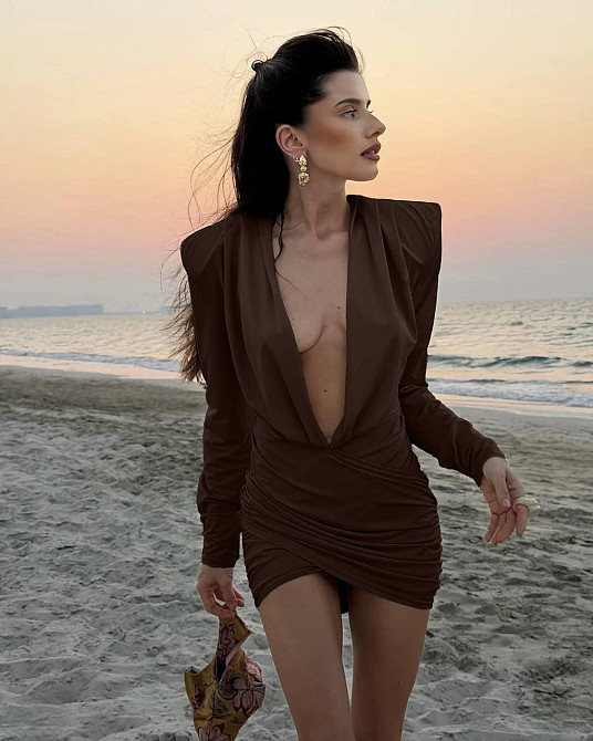 Женское привлекательное вечернее платье с драпировкой. Шоколад, 46/48 Одесса - изображение 1