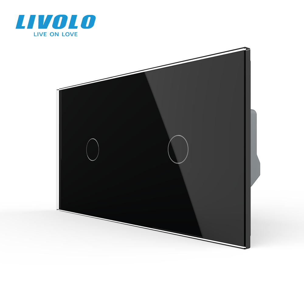 LIVOLO Сенсорний прохідний/перехресний вимикач 2 сенсора (1-1) Livolo чорний скло (VL-C701S/C70 Коломыя - изображение 1