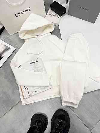 Женский утепленный костюм двойка: худи и штаны турецкая трехнить на флисе Молочный, 44/46 Одесса