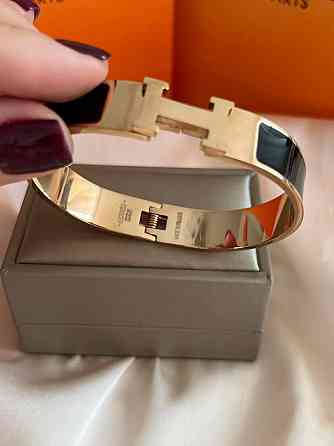 Браслет Hermes жёсткий | черная эмаль | напыление золото  |  напыление серебро 925 Одесса