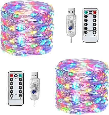 Светодиодная гирлянда Augone 120 LED, 20 м, USB, 8 режимов, таймер, пульт ДУ, IP65, разноцветная, комплект 2 шт Киев