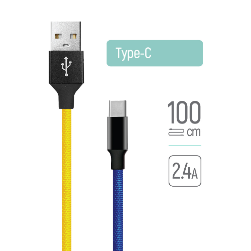 Кабель USB Type-C ColorWay CW-CBUC052-BLY 2,4A 1м синій/жовтий Житомир