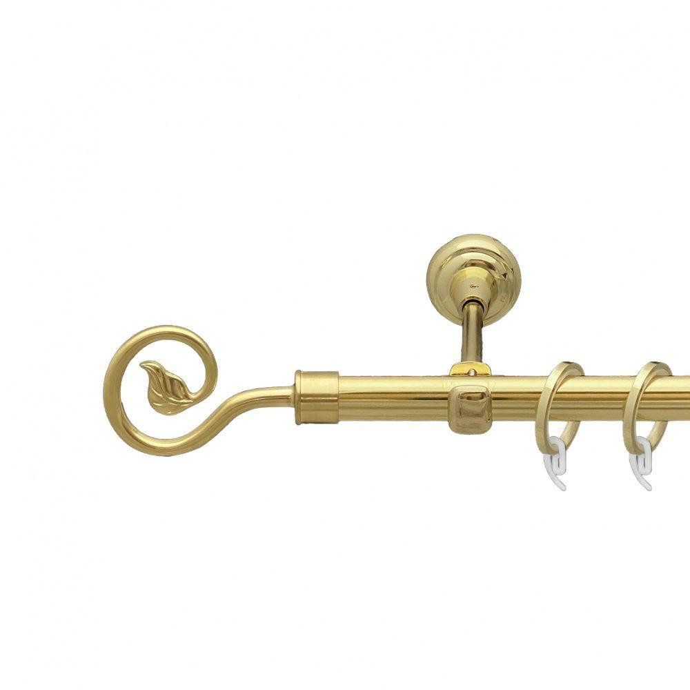 Карниз Orvit Лукка металевий однорядний відкритий гладка труба кільце фасонне металеве  Золото 19 мм 160 см Львов - изображение 1