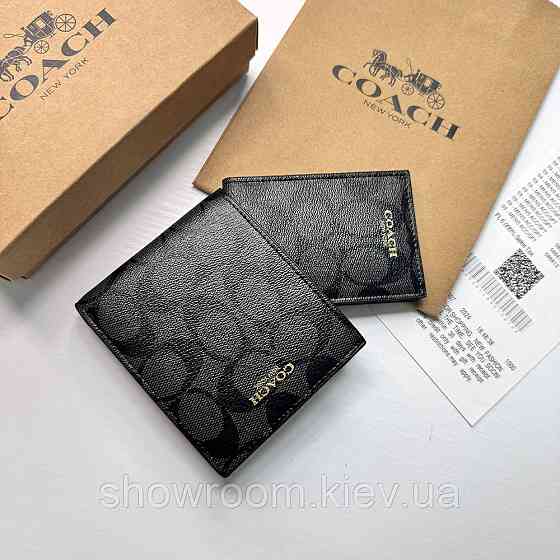 Мужское брендовое портмоне с картхолдером Coach (1381) grey Киев