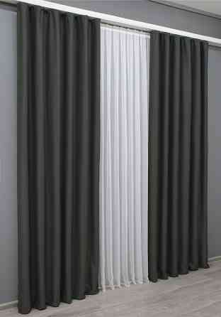 Комплект готовых штор VR-Textil Блэкаут Midnight № 1400ш Темно-серый 100х290 см 2 шт (31-690 Киев