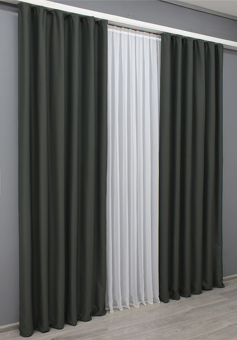 Комплект готовых штор VR-Textil Блэкаут Midnight № 1400ш Темно-серый 100х290 см 2 шт (31-690 Киев - изображение 5