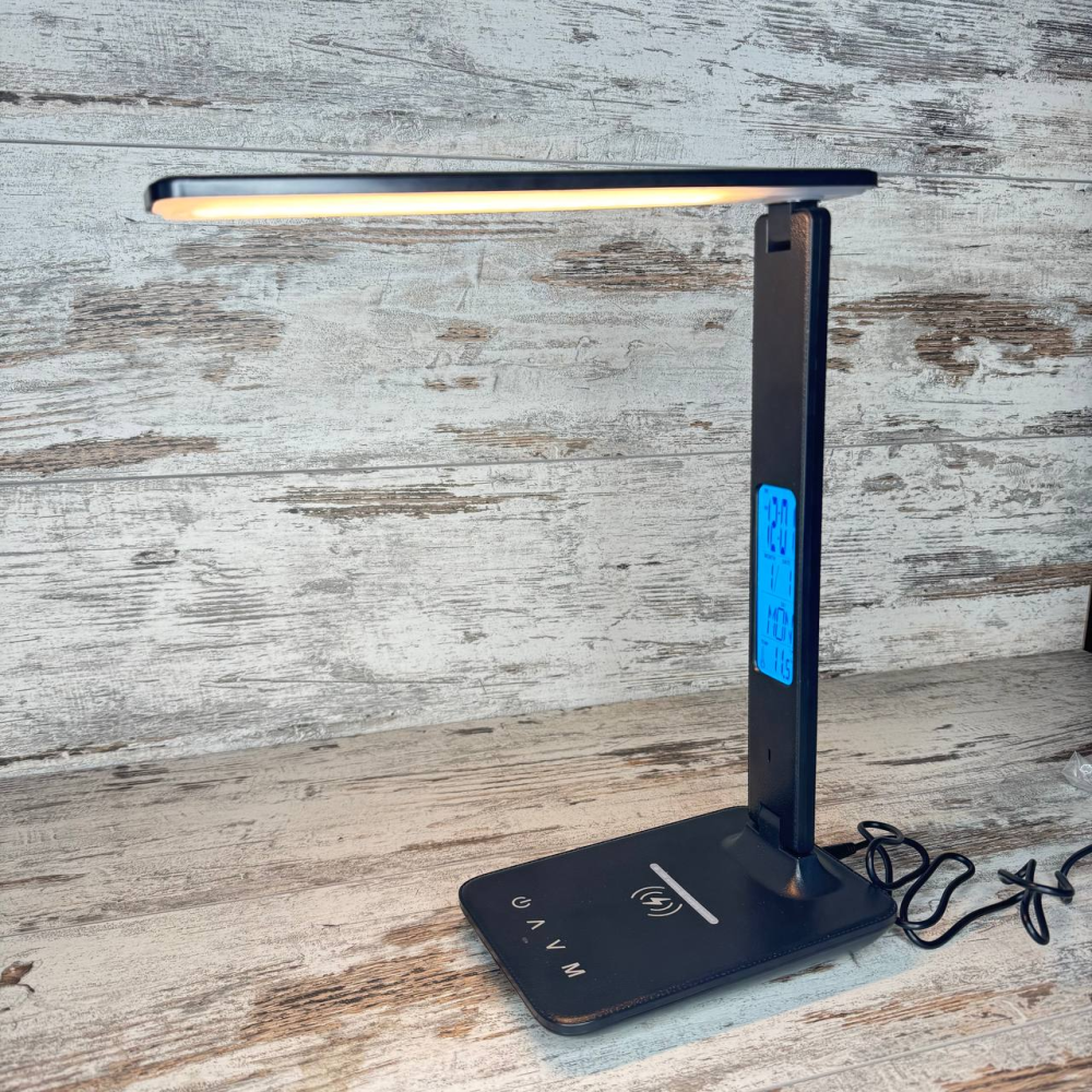 Настольная LED лампа TX26C0 с беспроводной зарядкой 10Вт, ЖК-дисплеем, сенсор, черная Киев - изображение 8