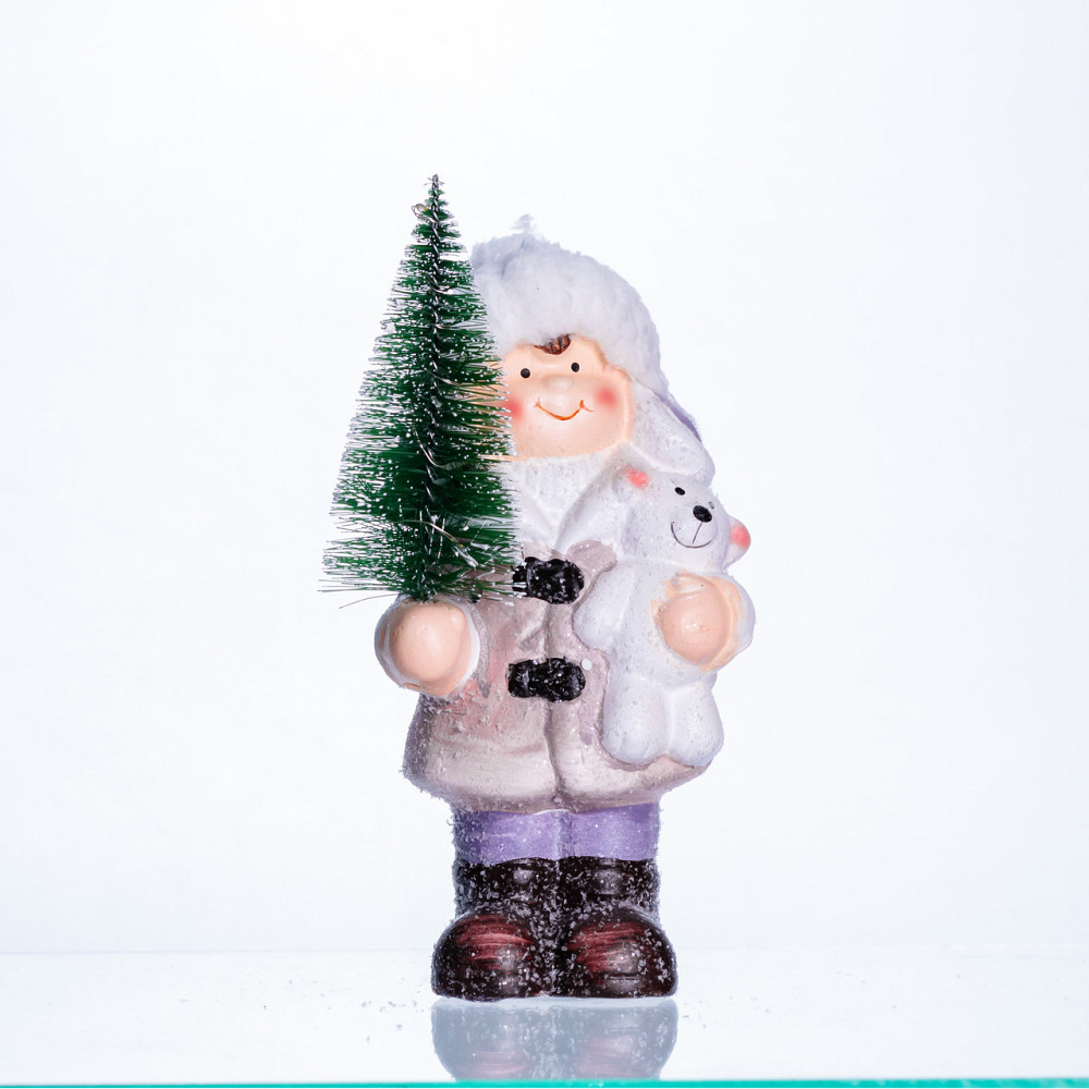 Новорічна фігурка з підсвіткою Дівчинка з ялинкою з фарфору 9×6×18 (см) новорічний декор для дому, квартири, офісу CR-5-4 Київ - фото 6