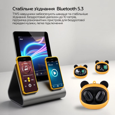 Наушники XoKo G05-face changing TWS Yellow-Black (G05-YEBK) Винница - изображение 8