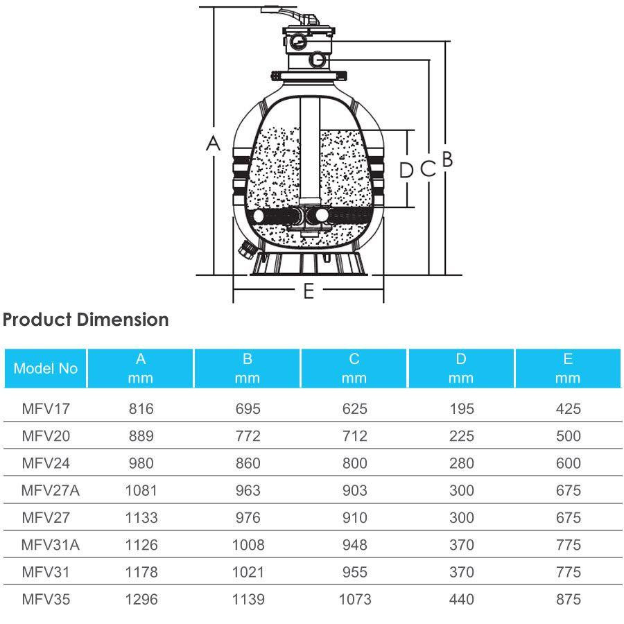 Песочный фильтр для бассейна Emaux MFV24 D600мм. 14м3\ч D600 Киев - изображение 3