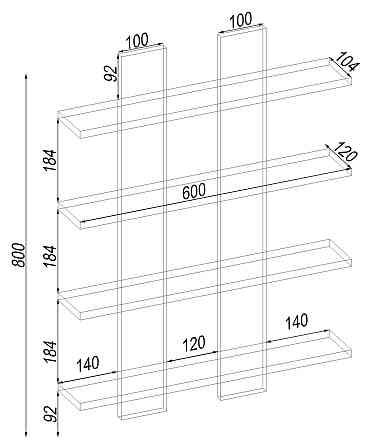 Полиця навісна П-4, Дуб Крафт Білий, 600/120/800 Львів