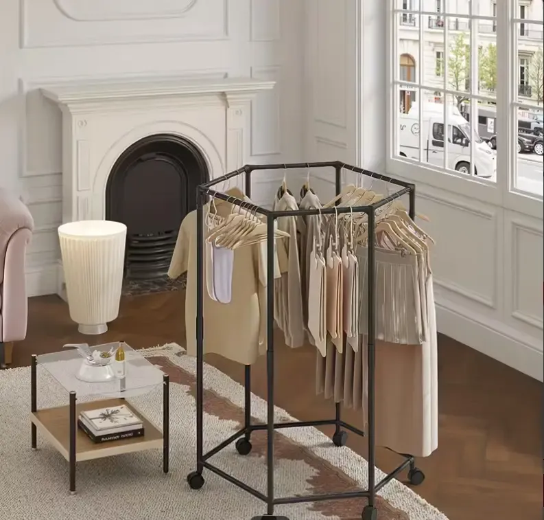 Напольная вешалка для одежды с поворотным механизмом на 360° и колесами Коломия - фото 3