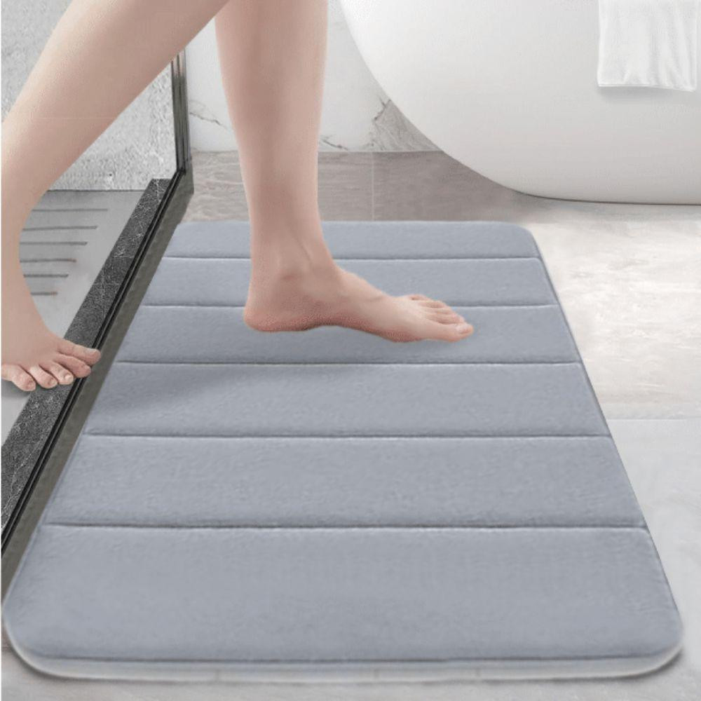 Современный коврик для ванной Aquarius с эффектом памяти Мягкий Антискользящий 40 х 60 см Серый в полоску Буча - изображение 1